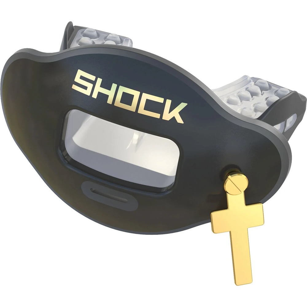 Shock Doctor 3D Gold Cross Max Airflow Mouthguard - Black/Gold, One Size